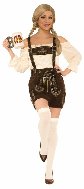 Lederhosen Female Oktoberfest Brown Fancy Dress Halloween Deluxe Adult Costume