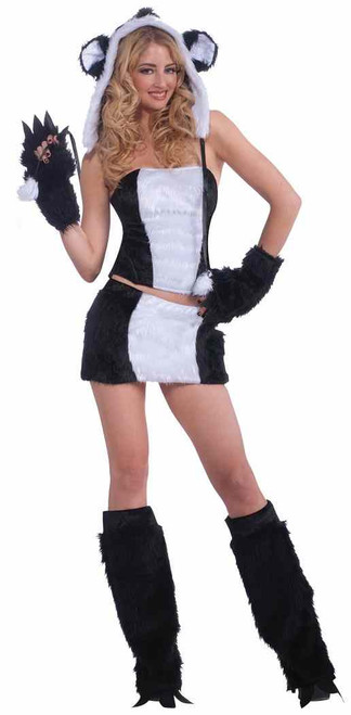 Sexy Panda Bear Animal Corset Hat Furry Fancy Dress Up Halloween Adult Costume