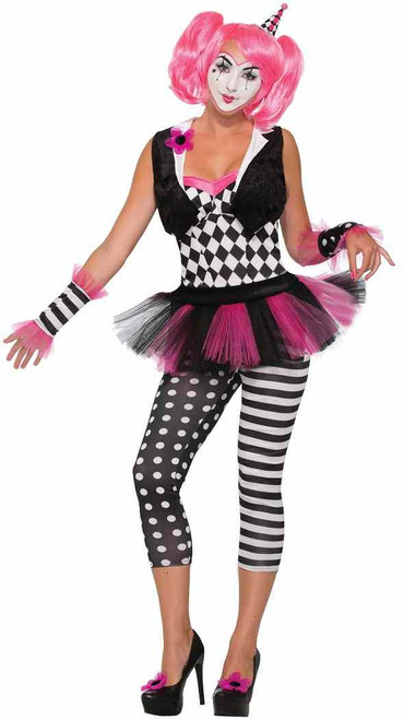 Tricksy Clown Harlequin Circus Carnival Fancy Dress Halloween Sexy Adult Costume