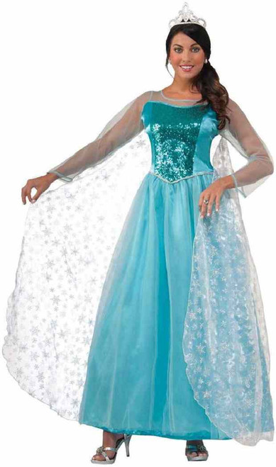 Princess Krystal Frozen Ice Snowflake Blue Fancy Dress Halloween Adult Costume
