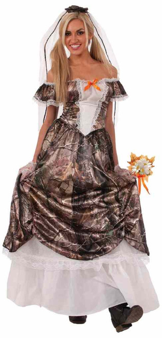 Hunting for Love Bride Redneck Wedding Camo Gown Dress Halloween Adult Costume