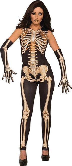 Lady Bones Skeleton Woman Haunted Scary Fancy Dress Up Halloween Adult Costume