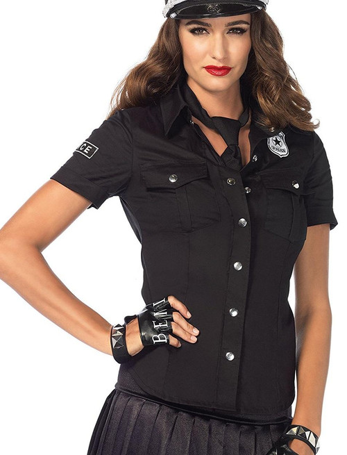 Police Shirt Tie Kit Cop Officer Fancy Dress Up Halloween Sexy Adult Costume