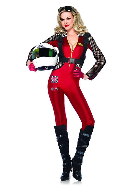 Pitstop Penny Race Car Driver Red Fancy Dress Halloween Sexy Adult Costume