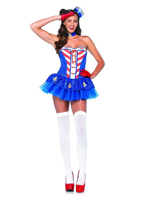 Starboard Sweetie Sailor Girl Pinup Fancy Dress Halloween Sexy Adult Costume
