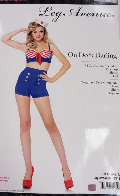On Deck Darling Sailor Girl Pin Up Navy Fancy Dress Halloween Sexy Adult Costume