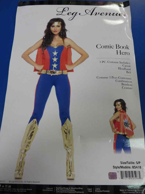 Comic Book Hero Superhero Jumpsuit Fancy Dress Up Halloween Sexy Adult Costume