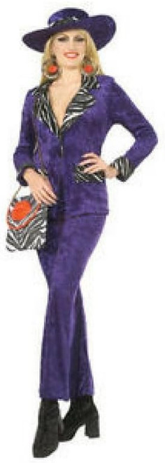 Downtown Diva Pimp Ho Purple Zebra Fancy Dress Up Halloween Adult Costume w/Hat