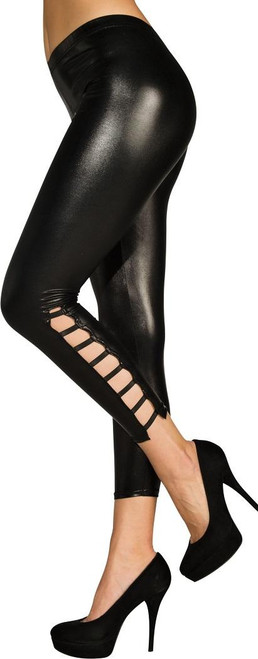 Sexy Wet-Look Leggings Black Fancy Dress Up Halloween Adult Costume Accessory