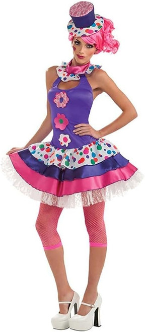Jellybean Circus Clown Purple Pink Fancy Dress Up Halloween Deluxe Adult Costume