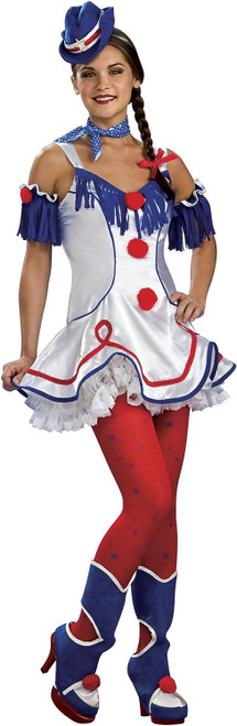 Rodeo Clown Western Circus White Fancy Dress Up Halloween Deluxe Adult Costume