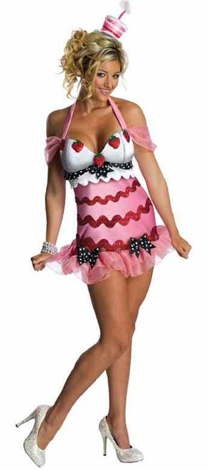 Birthday Cake Girl Pop Star Pink Fancy Dress Up Halloween Sexy Adult Costume