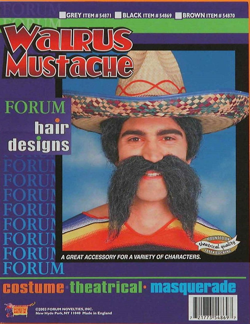 Walrus Moustache Wild West Fancy Dress Halloween Costume Accessory 3 COLORS