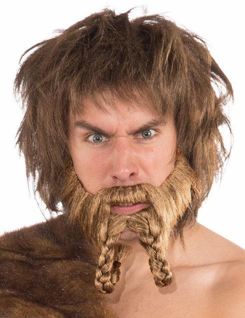 Raider Beard Moustache Caveman Fancy Dress Halloween Costume Accessory 2 COLORS