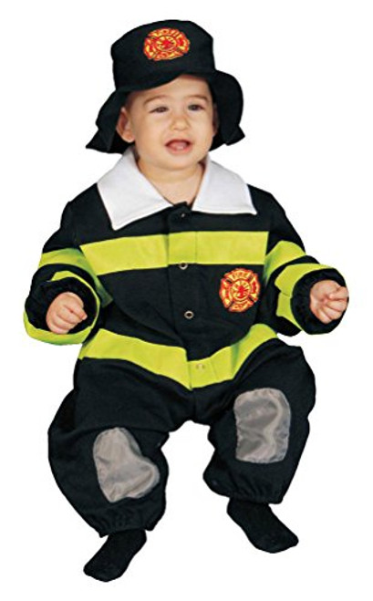 Baby Fire Fighter Black Fancy Dress Halloween Deluxe Baby Toddler Child Costume