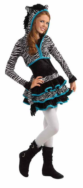 Zebra Drama Queens Hoodie Animal Print Fancy Dress Halloween Teen Costume