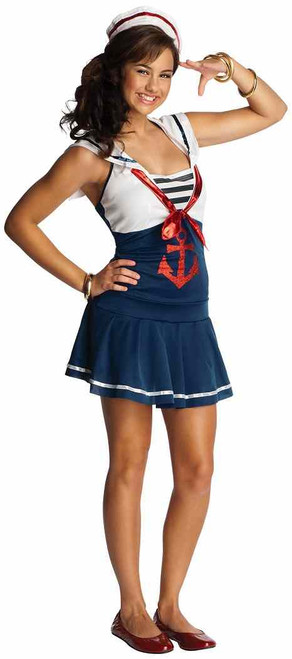 Sailor Girl Navy Retro Blue Popeye Fancy Dress Up Halloween Tween Teen Costume