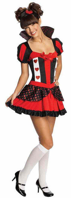 Queen of Hearts Alice Wonderland Fancy Dress Up Halloween Tween Teen Costume