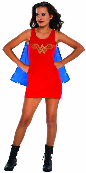Wonder Woman Tank Dress Rhinestone Superhero Fancy Dress Halloween Teen Costume