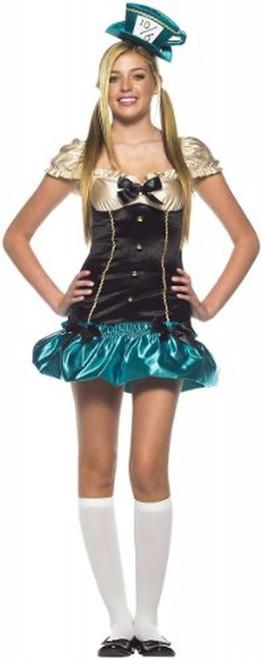 Tea Party Hostess Mad Hatter Alice Wonderland Fancy Dress Halloween Teen Costume