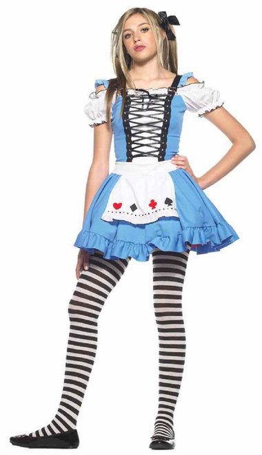 Miss Alice Wonderland Storybook Fancy Dress Up Halloween Junior Teen Costume