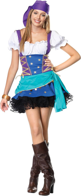 Gypsy Princess Fortune Teller Pirate Fancy Dress Halloween Junior Teen Costume