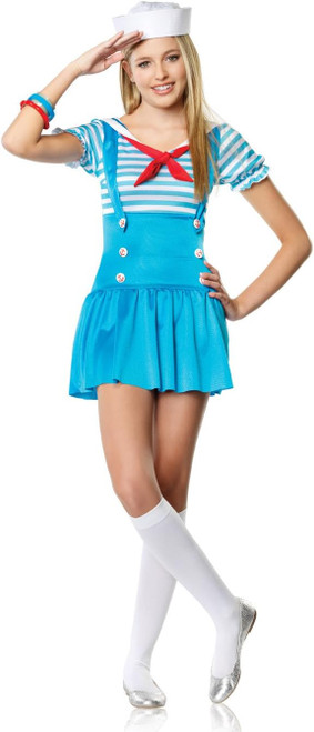 Sailor Girl Navy Retro Blue Fantasy Fancy Dress Up Halloween Junior Teen Costume