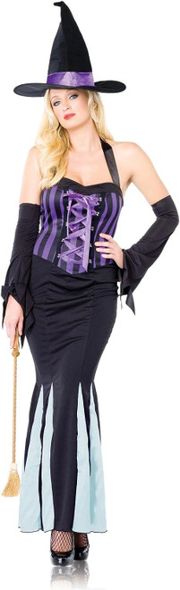 Bewitching Beauty Witch Black Purple Fancy Dress Up Halloween Sexy Adult Costume