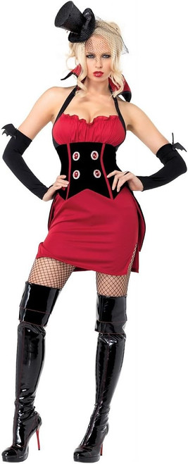 Coffin Queen Vampire Countess Red Fancy Dress Up Halloween Sexy Adult Costume