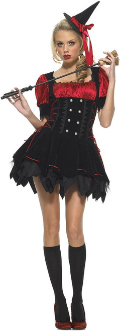 Love Spell Witch Black Red Wicked Fancy Dress Up Halloween Sexy Adult Costume