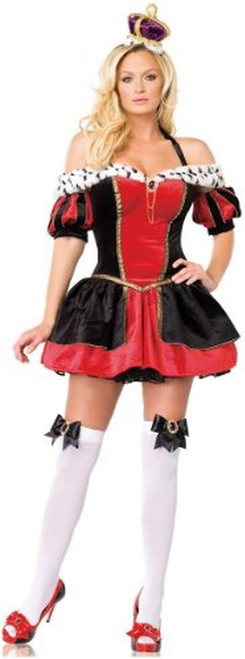 Royal Queen of Hearts Alice Wonderland Fancy Dress Halloween Sexy Adult Costume