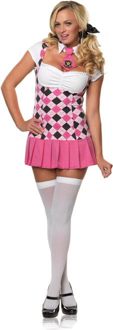 Prep School Cutie Pink Catholic Girl Fancy Dress Up Halloween Sexy Adult Costume