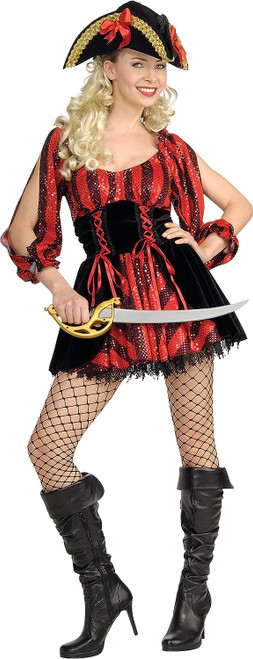 Sea Queen Pirate Wench Caribbean Fancy Dress Up Halloween Sexy Adult Costume