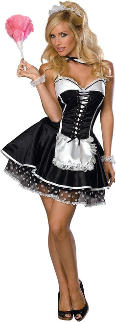 Sexy Maid French Uptairs Chamber Black White Fancy Dress Halloween Adult Costume