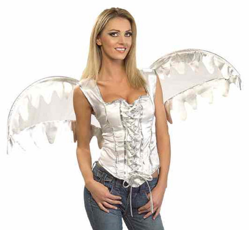 Angel Corset w/Wings White Bodice Fancy Dress Up Halloween Sexy Adult Costume