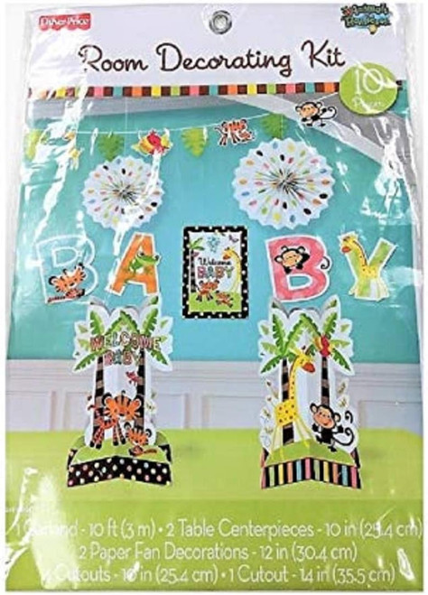 Fisher Price Hello Baby Jungle Animals Cute Shower Party Room Decorating Kit