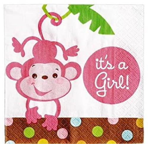 Fisher Price Hello Baby Jungle Animals Shower Party Paper Beverage Napkins GIRL