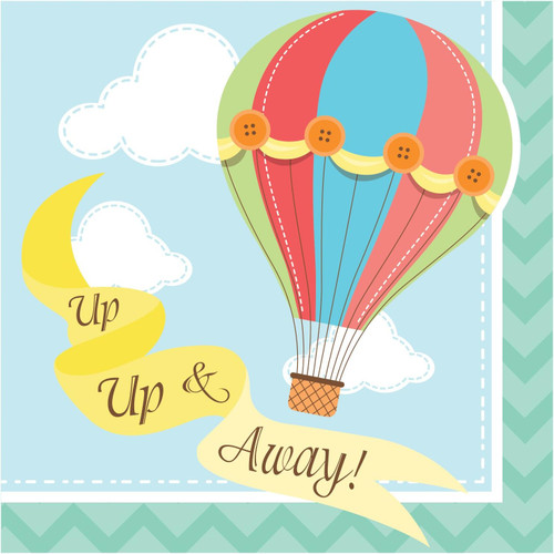Up, Up & Away Hot Air Balloon Baby Shower Birthday Party Paper Beverage Napkins