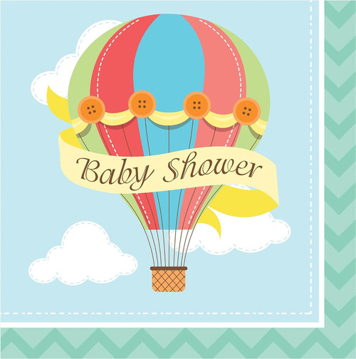 Up, Up & Away Hot Air Balloon Baby Shower Birthday Party Paper Luncheon Napkins
