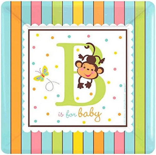 Fisher Price ABC Toy Cute Kids Baby Shower Party 7" Square Dessert Plates