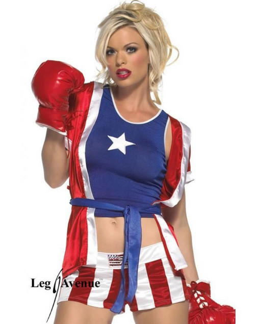 Knock Out Champ Boxer Fighter Boxing Fancy Dress Up Halloween Sexy Adult Costume