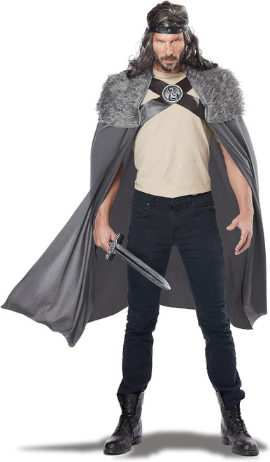 Dragon Master Cape Medieval Warrior Grey Fancy Dress Up Halloween Adult Costume