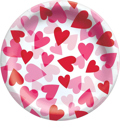 Heart Party Valentine's Day Holiday Love Theme Bulk 8.5" Paper Dinner Plates