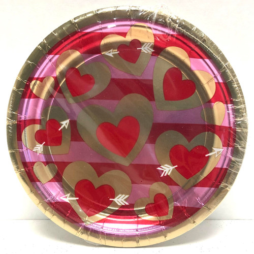 Heart of Gold Valentine's Day Holiday Love Theme Party 7" Paper Dessert Plates