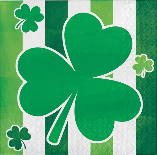 Irish Shamrocks Green St. Patrick's Day Party Paper Beverage Napkins CLOVER