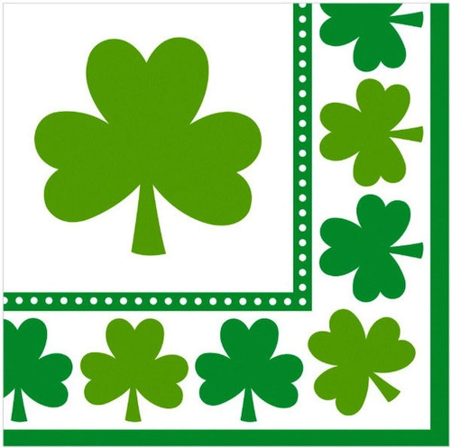 Lucky Shamrocks Clover Irish Green St. Patrick's Day Party Luncheon Napkins