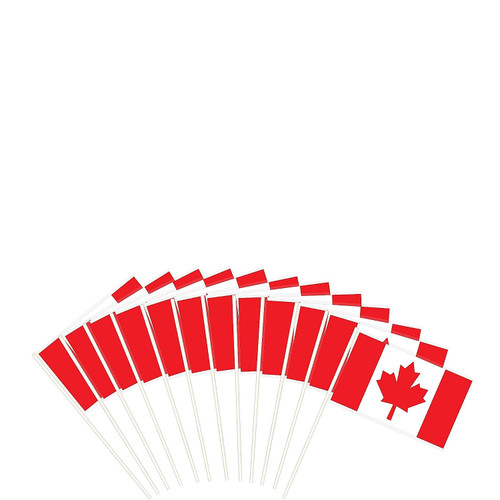 Canada Canadian Flag Maple Leaf Holiday Theme Party Favor Plastic Flags Sticks