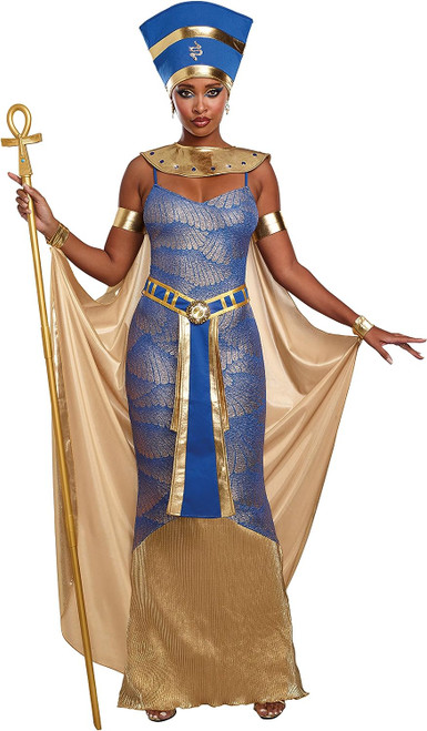 Nefertiti Egyptian Queen Goddess Woman Fancy Dress Up Halloween Adult Costume