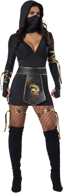I'm Just Slayin Ninja Warrior Girl Black Fancy Dress Up Halloween Adult Costume