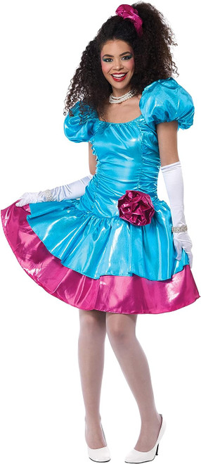 80's Party Dress New Retro Pop Star Girl Fancy Dress Up Halloween Adult Costume